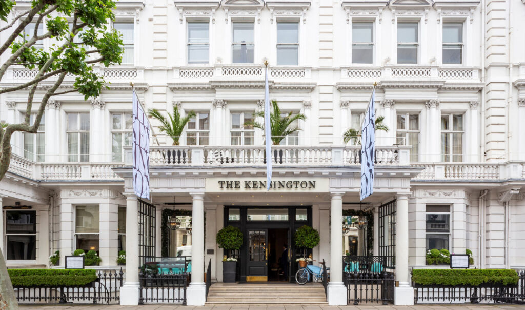 The regency-styled exterior of The Kensington Hotel in London