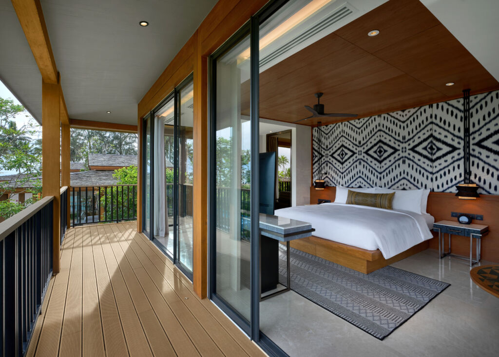 The bedroom balcony at one of the resort's villas