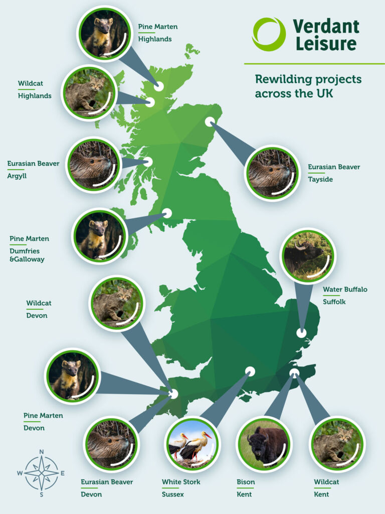 A map showing the current projects in the UK