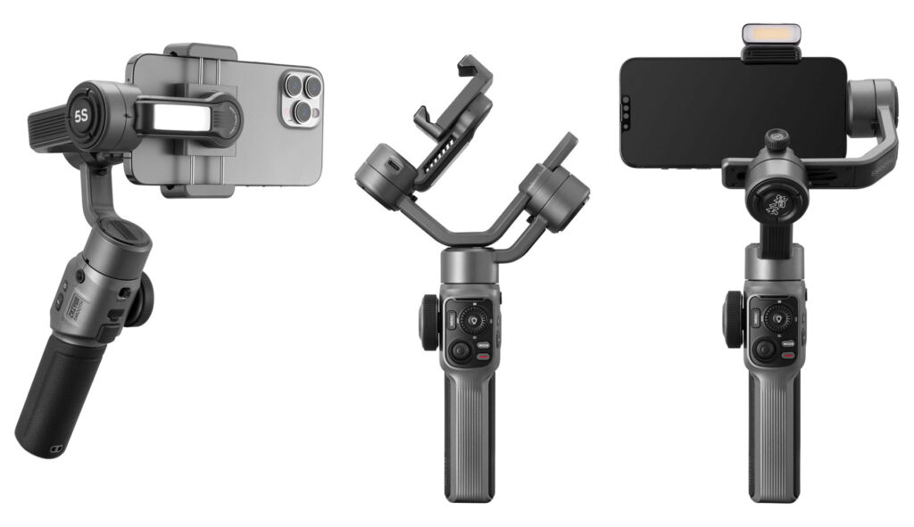 Three different views of the black version of the Zhiyun Gimbal