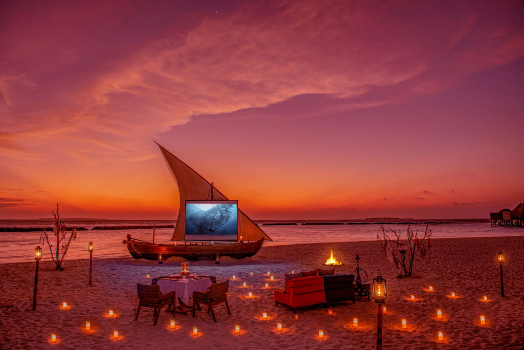 A romantic private cinema experience on the beach