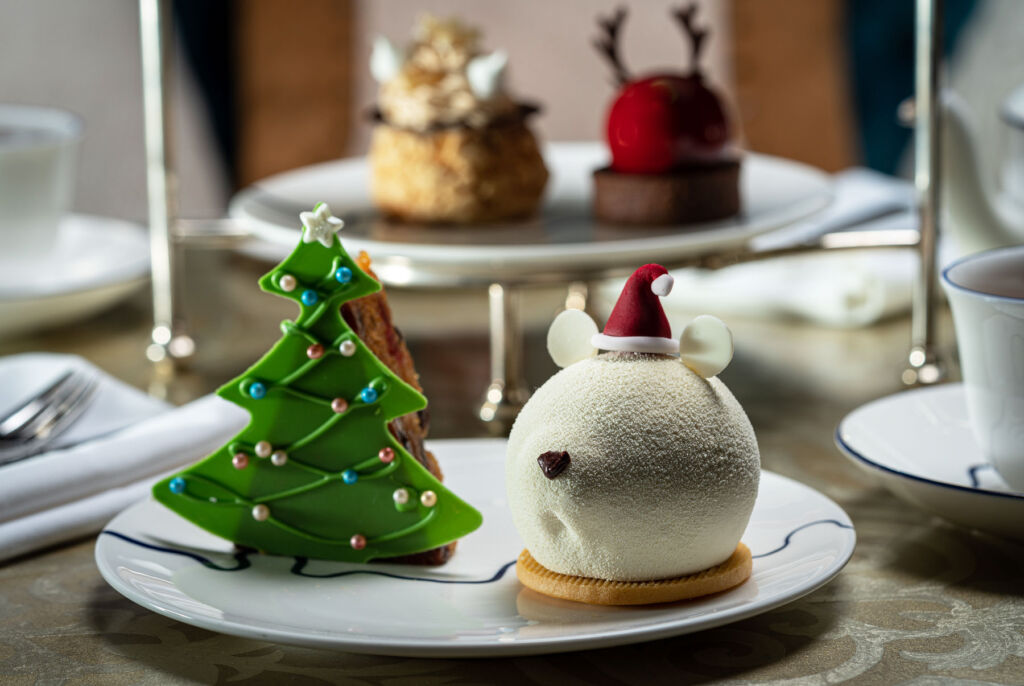 The Christmas Tree shaped cake that comes with the afternoon tea