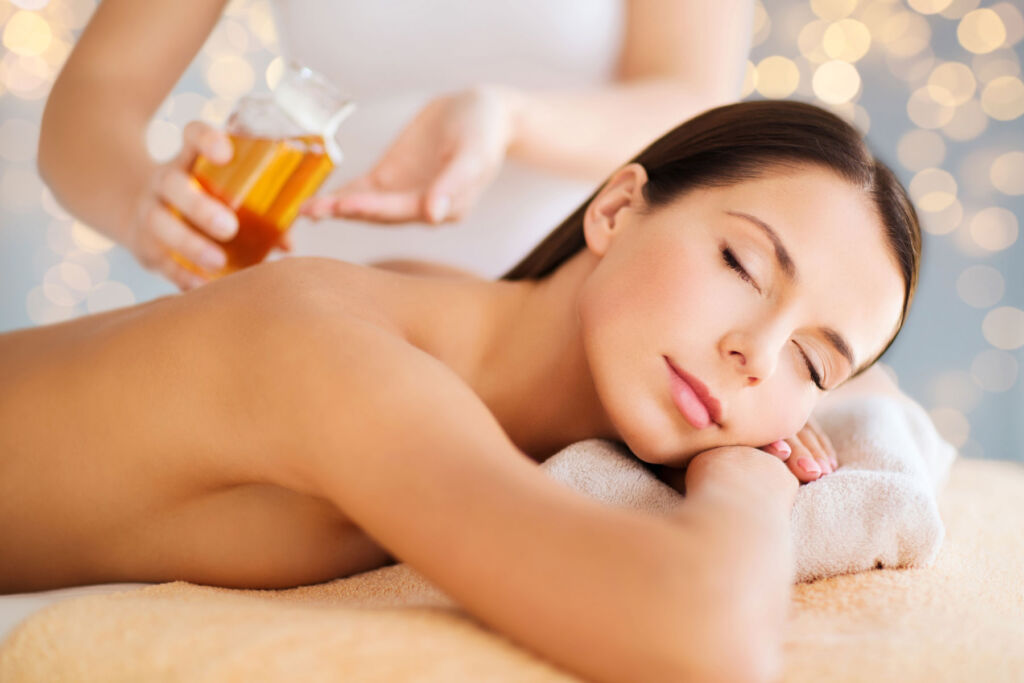 A woman enjoying a relaxing massage in a spa