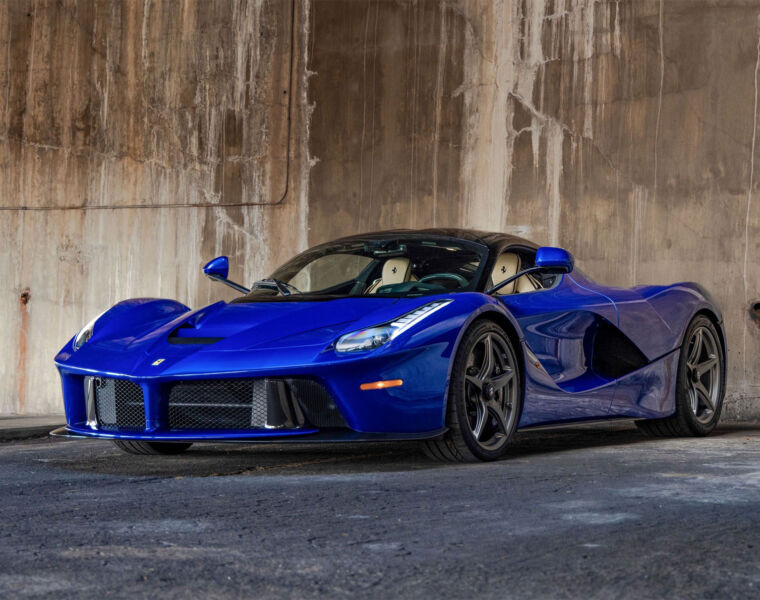 The blue coloured 2014 Ferrari LaFerrari