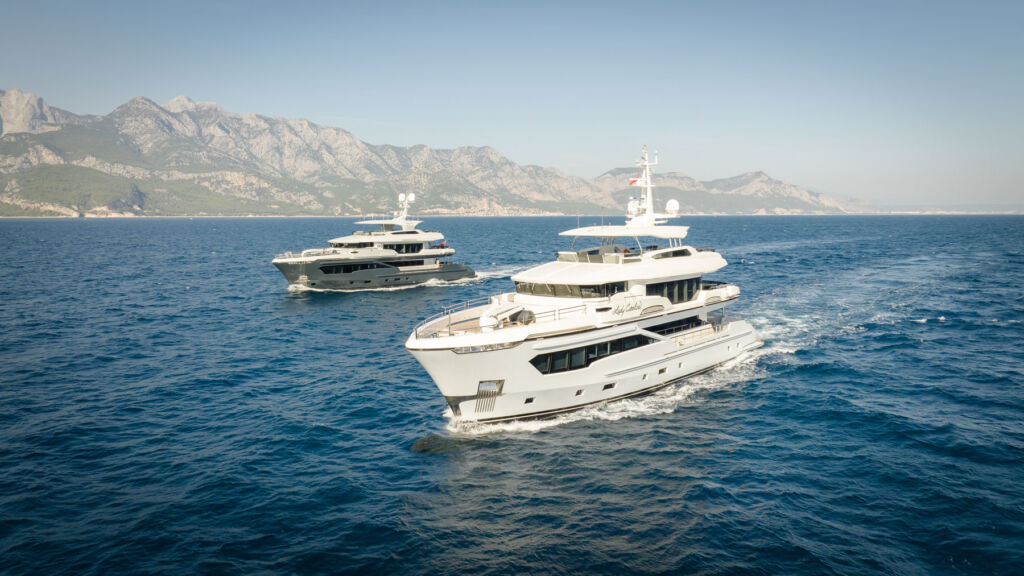 Two of the explorer yacht range sailing side by side