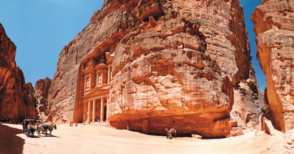 The incredible architecture built into rock walls at Petra