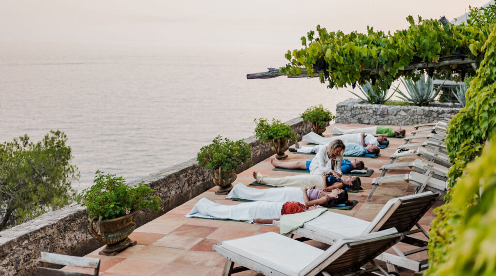 A wellness session at the Amalfi Cliffside Retreat