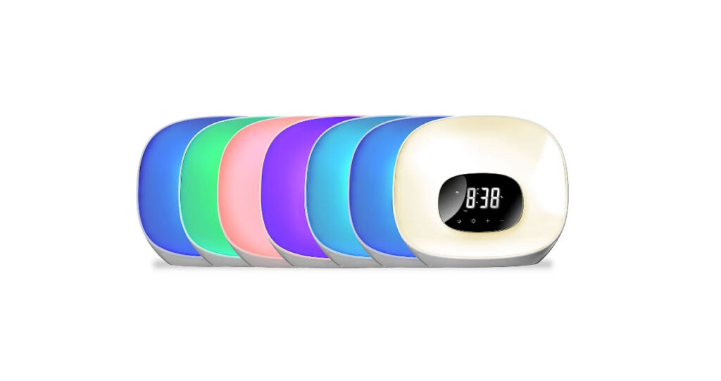 An image showing the seven colours produced by the clock