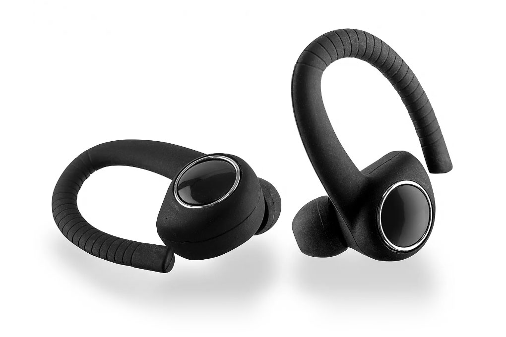 Groov-e SportsBuds in a black colour with chrome accents