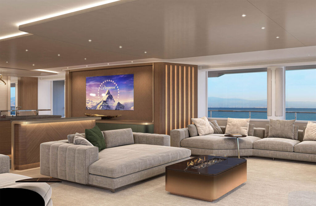 An artist's rendering of the ship's lounge area