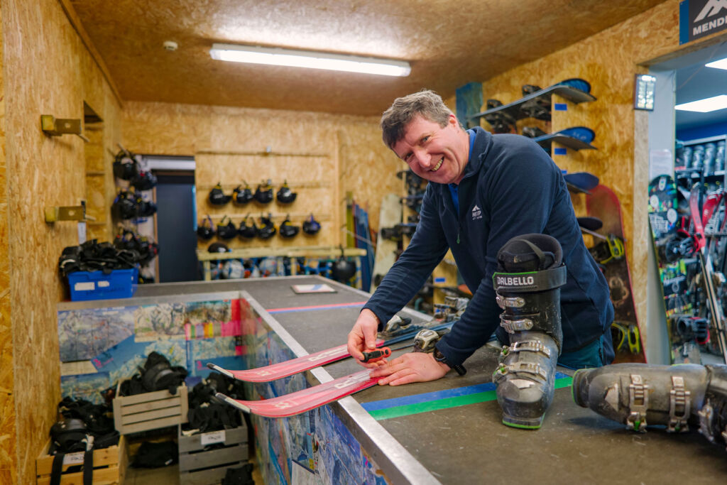 Martin working on some ski's in the activity centre