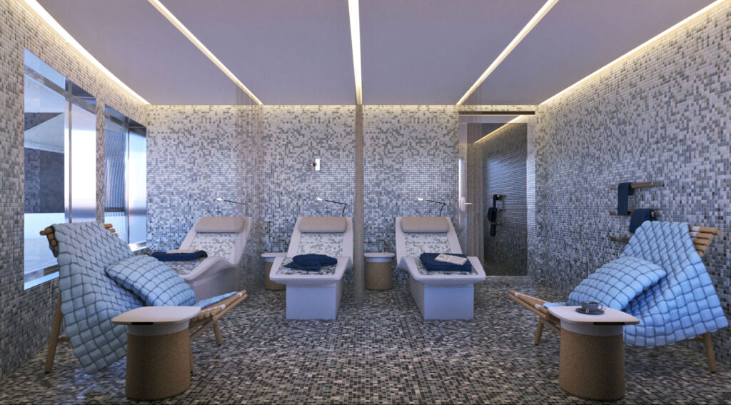 The specialist seating inside the salt therapy room
