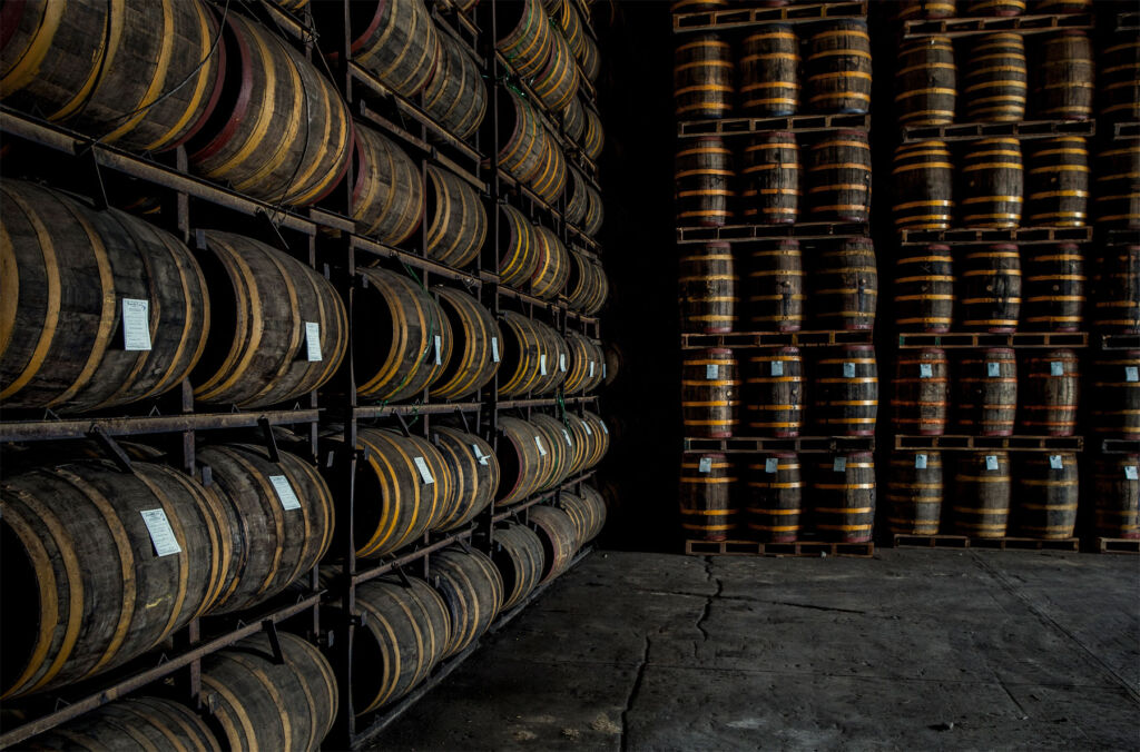 The rum producers huge collection of casks