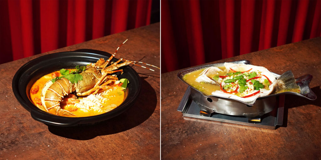 Images showing the lobster dish and a fish based dish