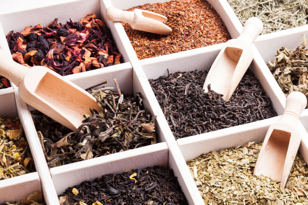 Tea varieties in trays