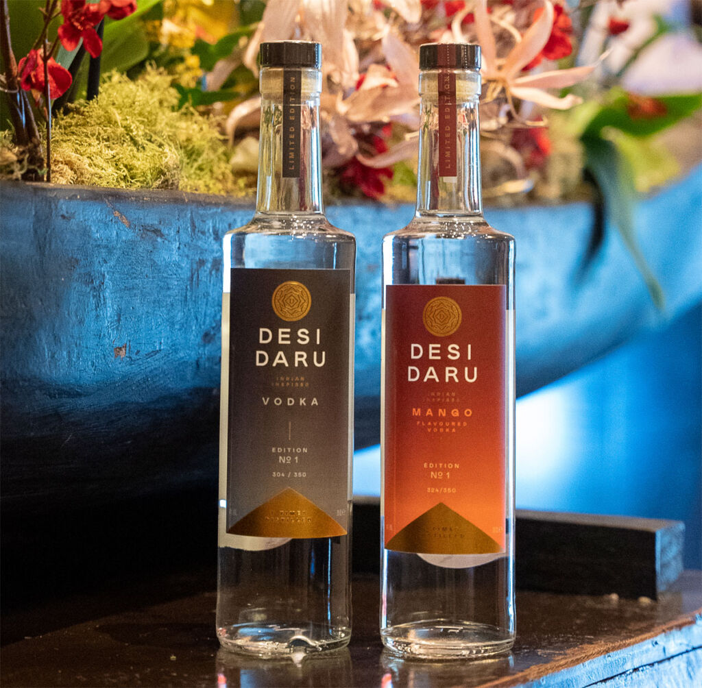 Two bottles of Desi Daru vodka