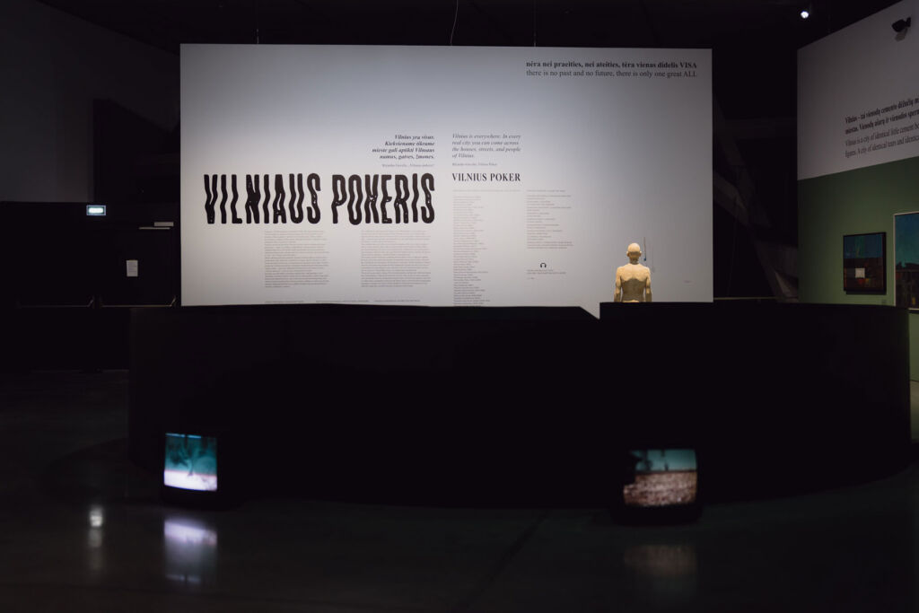 A projection on the wall explaining the exhibition