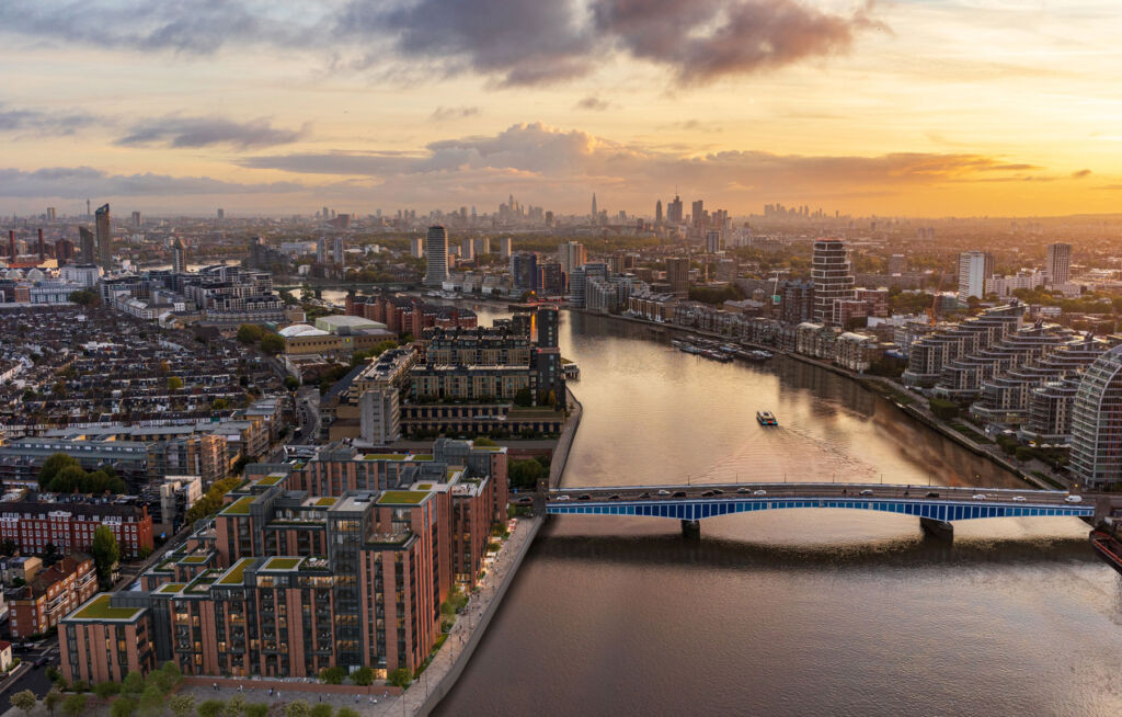 An aerial view of London's iconic River Thames