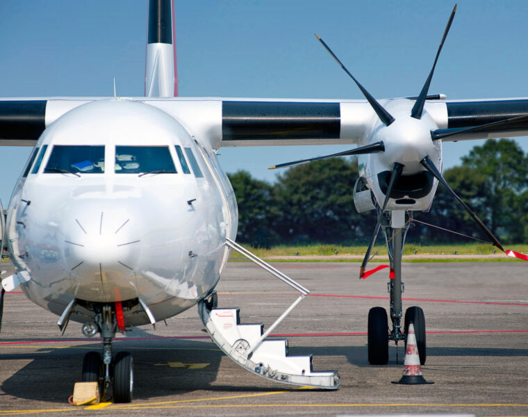 A business jet with propellers