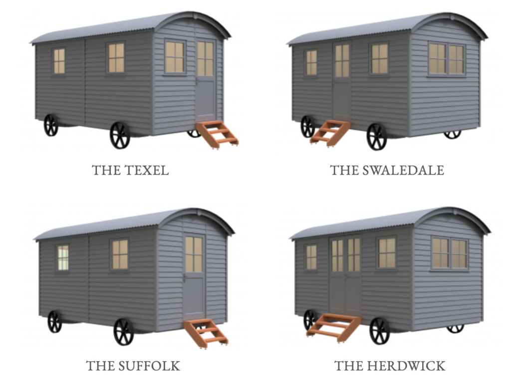 A graphic showing the four styles the hut is available in