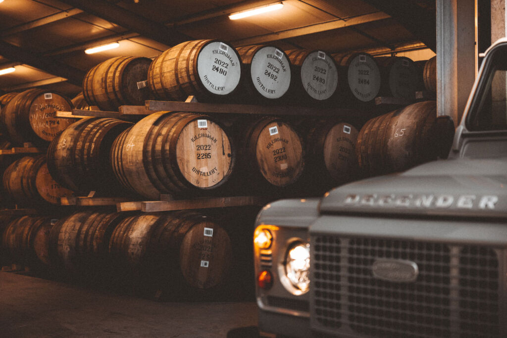 The special edition Land Rover in the distillery's cellar