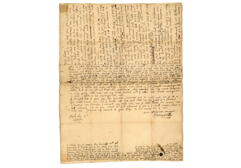 A handwritten letter by Cromwell