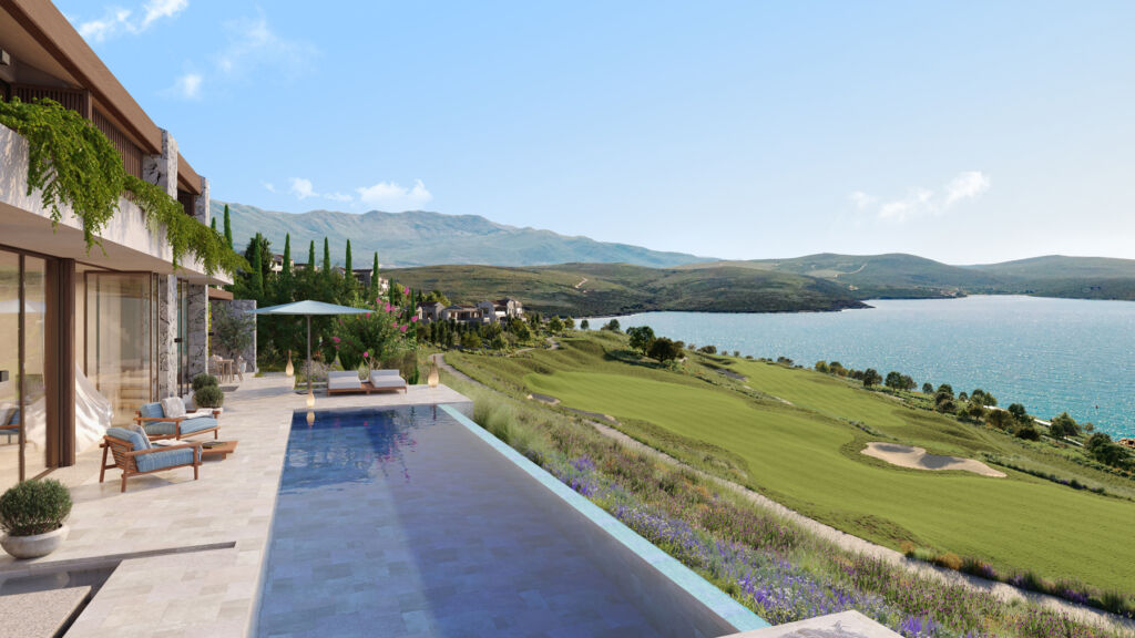 A rendering of one of the Botanika properties overlooking the golf course