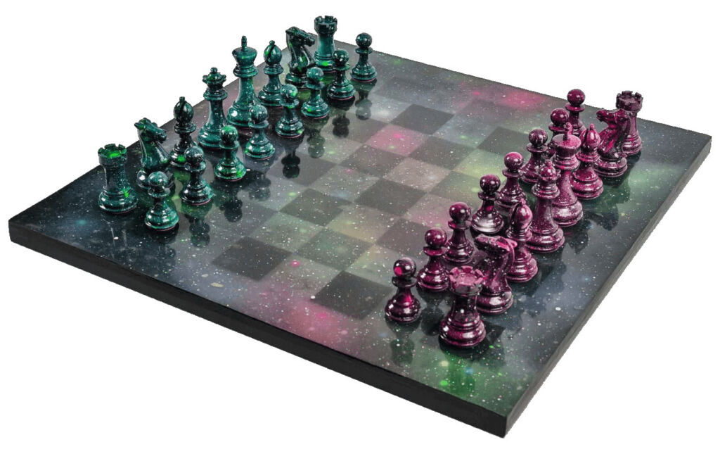 The Cosmos Chess set by Bristol-based artist Cheba