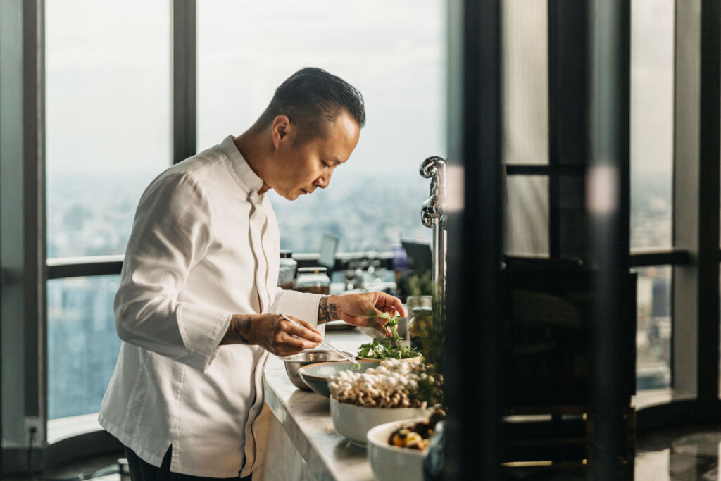 Chef Trung preparing dishes high up in the clouds