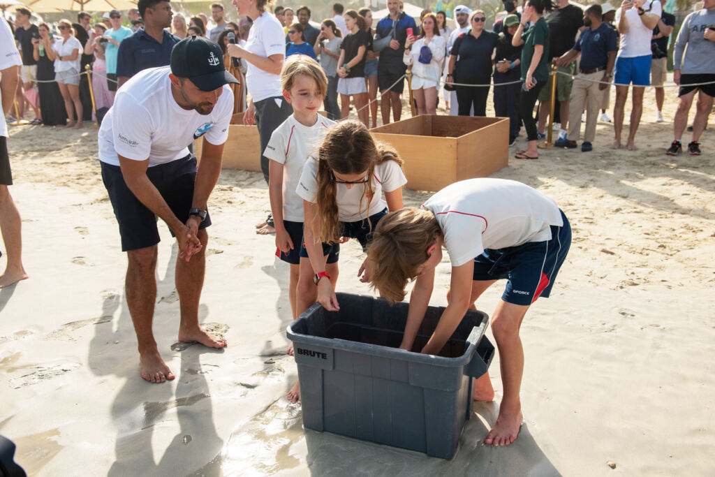 Young children helping with the release