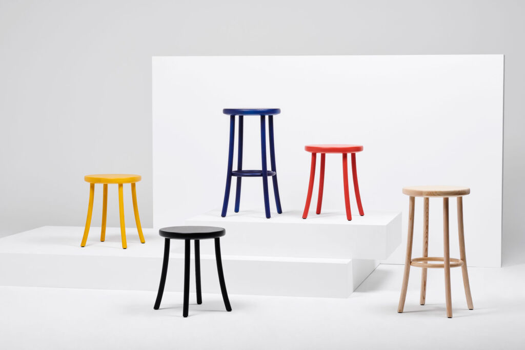 Bright coloured stools by Italian designer, Mattiazzi