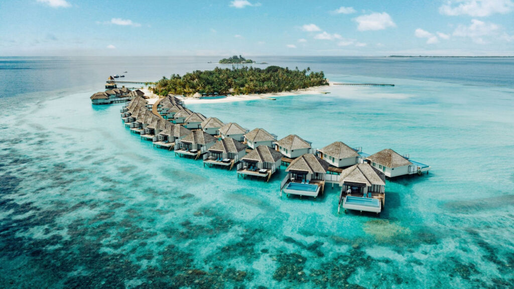 An aerial view of the Nova Maldives resort