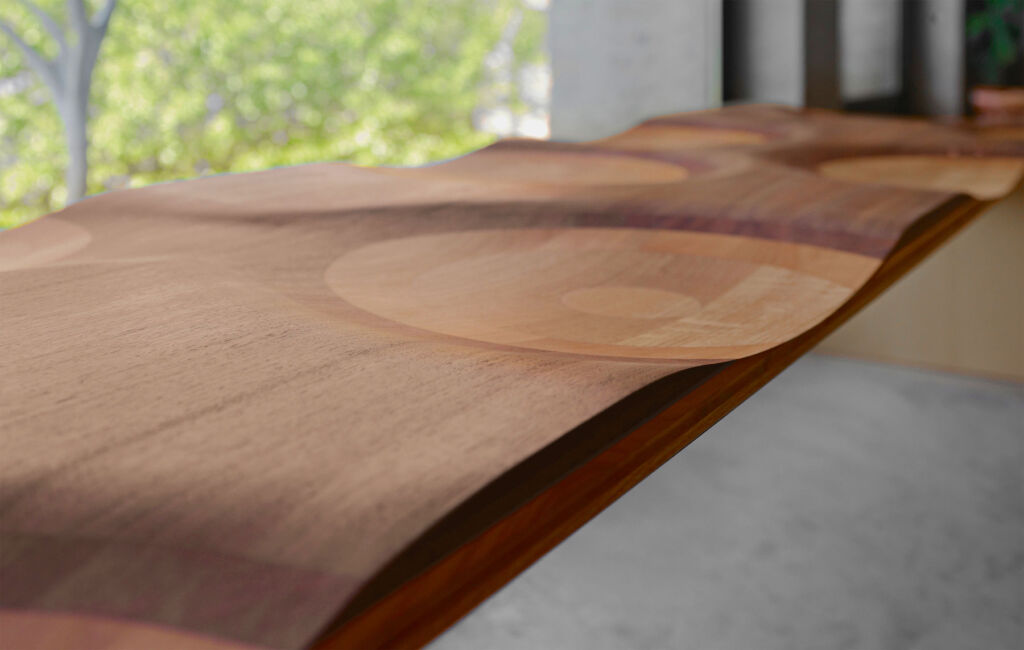 A close up look at the super-smooth surface of the bench