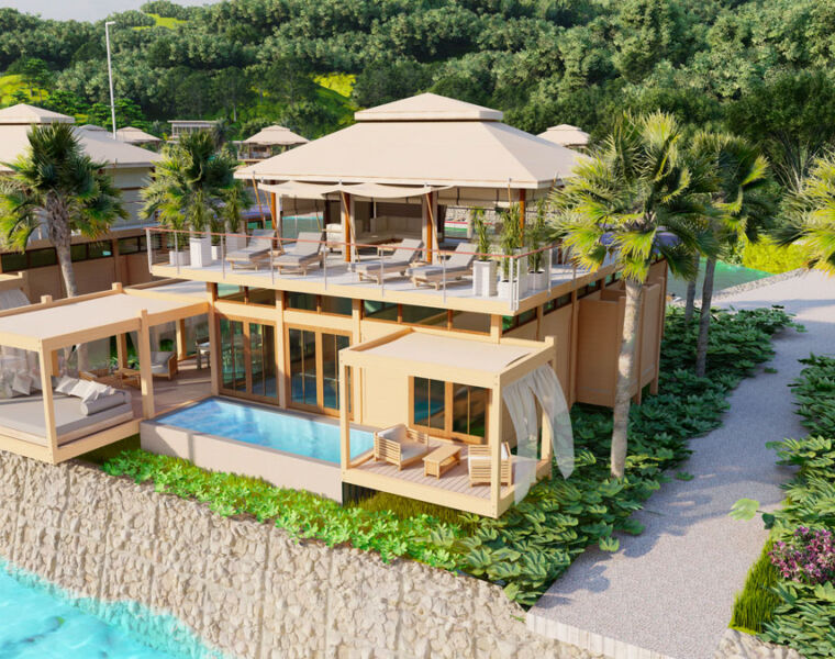 One of the beachfront luxury solar powered villas