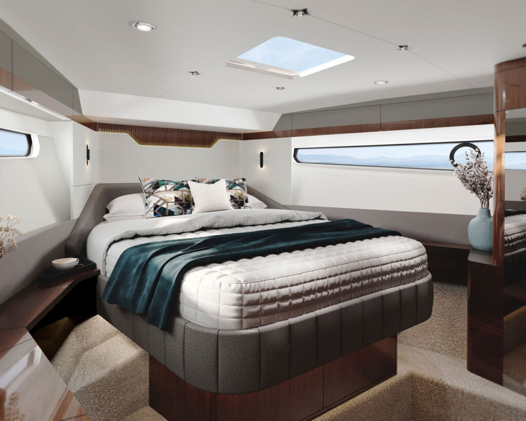 Inside the boat's main bedroom suite