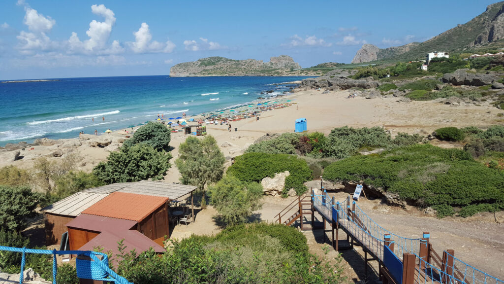 A view of Falassarna beach on a sunny day