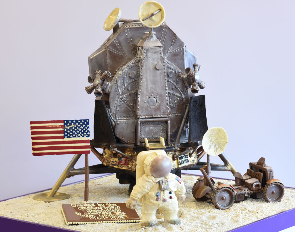 A chocolate representation of the moon landing