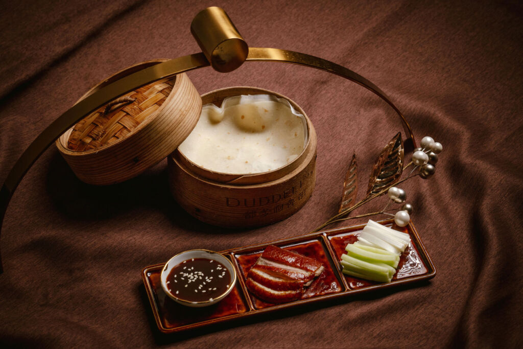 The Peking Duck dish with steamed pancakes