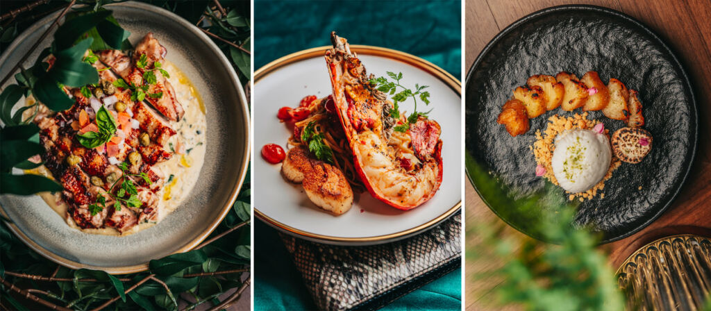 Three images showing the quality of food at the restaurant