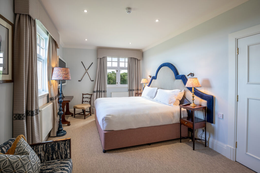 Inside one of the golf-themed bedrooms
