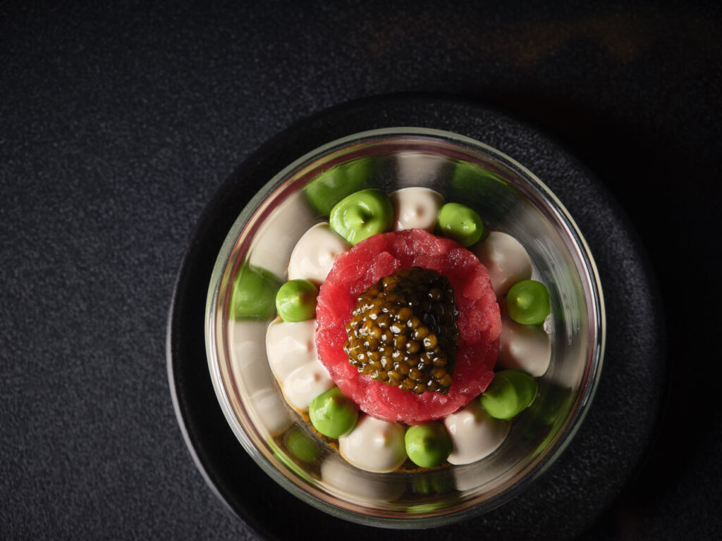 Royal Cristal caviar, toro, sea aspic, tamarind guava sauce