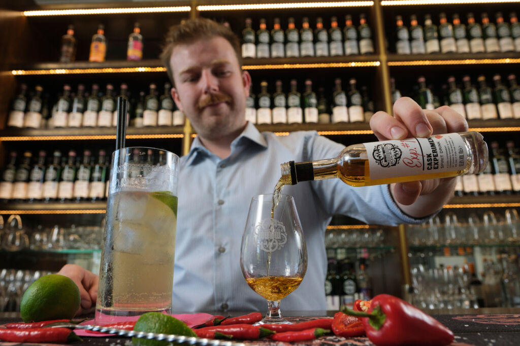 SMWS Ambassador Logan Shaw mixing a cocktail using the special whisky