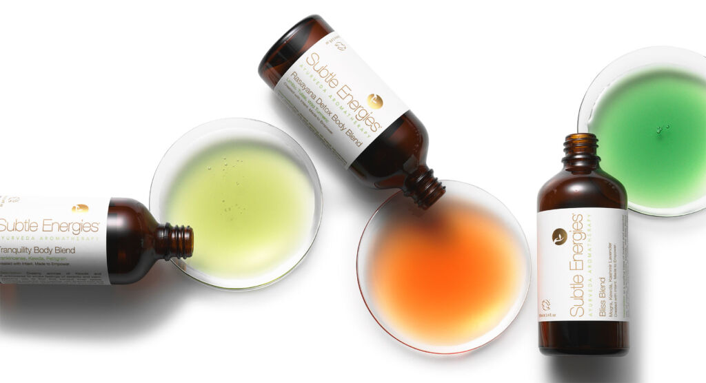A photograph showing three of the aromatherapy blends