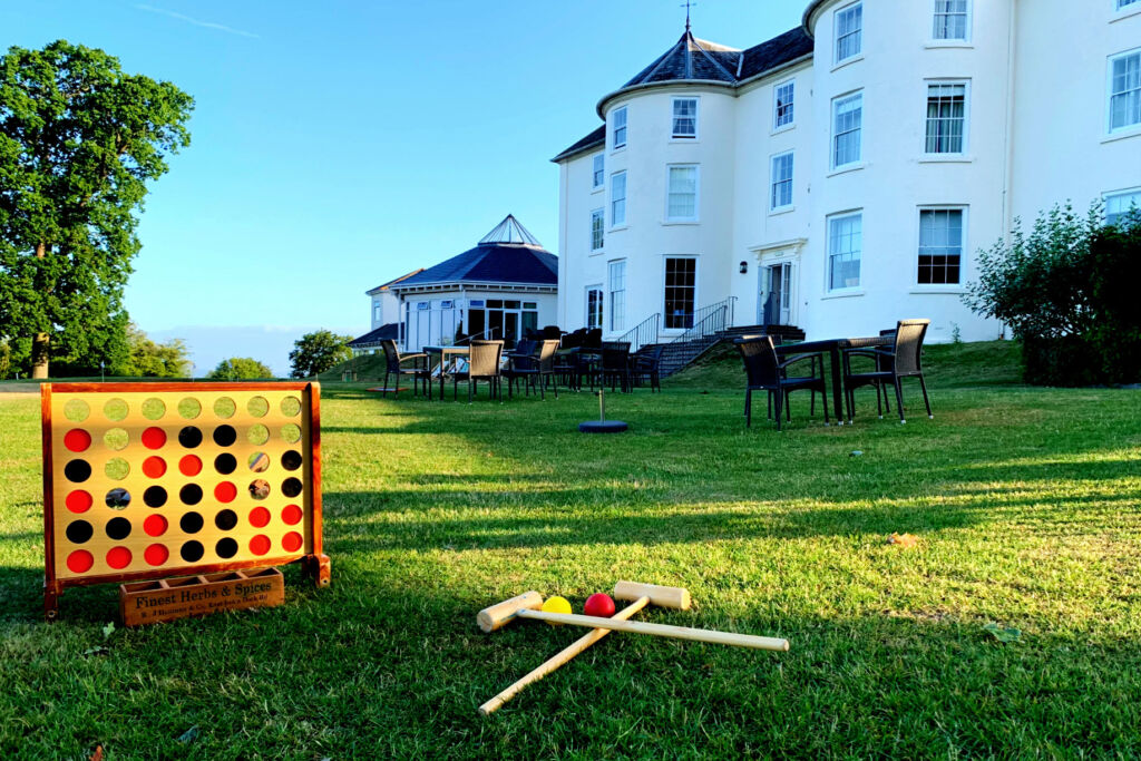Traditional lawn games in the hotel grounds