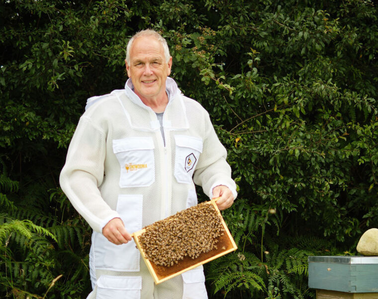 Alun taking care of his bees