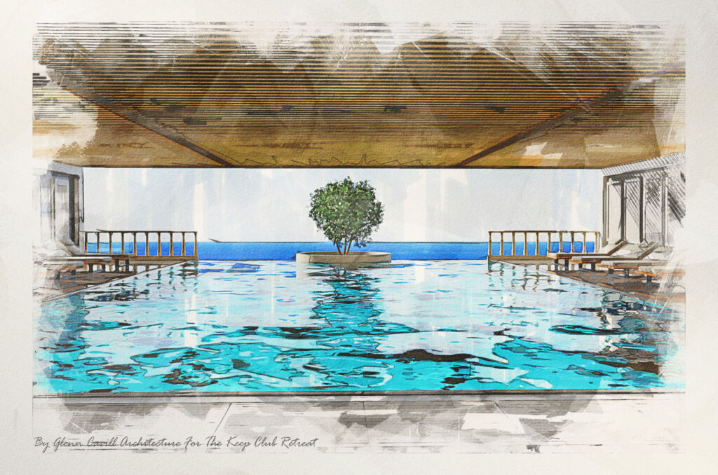 An artists impression of the wellness centre's swimming pool