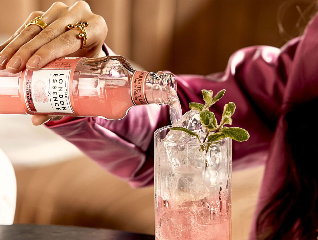 Pink Grapefruit tonic being used in a cocktail