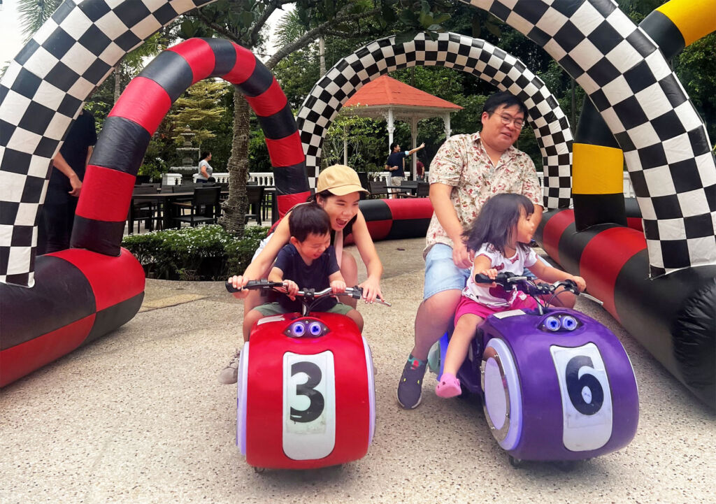 A family having fun on the Wildseed race circuit