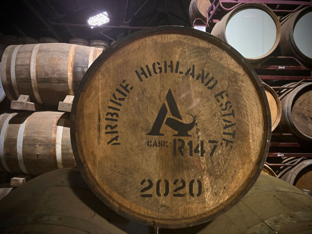 A cask of Arbikie rye scotch whisky