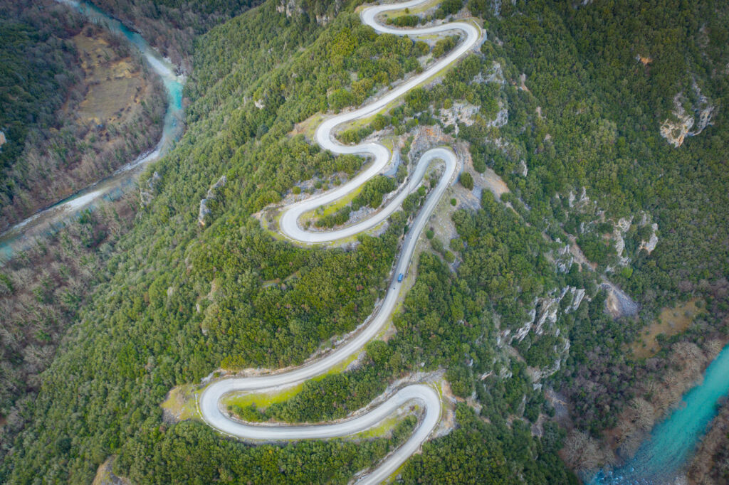A top down view of the road leading to the protected region